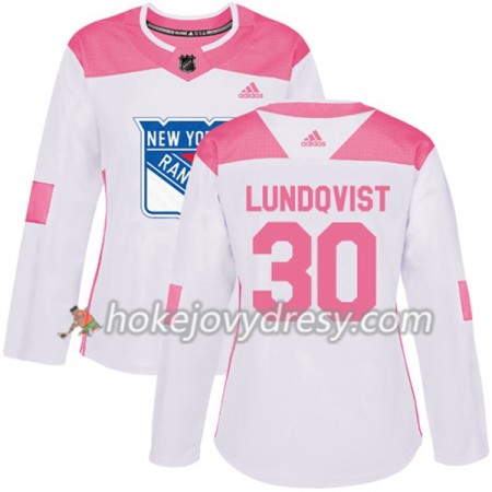 Dámské Hokejový Dres New York Rangers Henrik Lundqvist 30 Bílá 2017-2018 Adidas Růžová Fashion Authentic